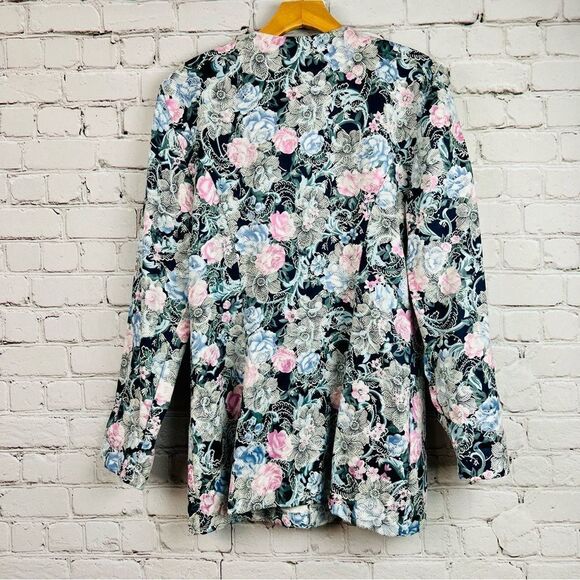 Vintage 90s Breakin’ Loose Navy Floral Tapestry Blazer - Picture 10 of 15
